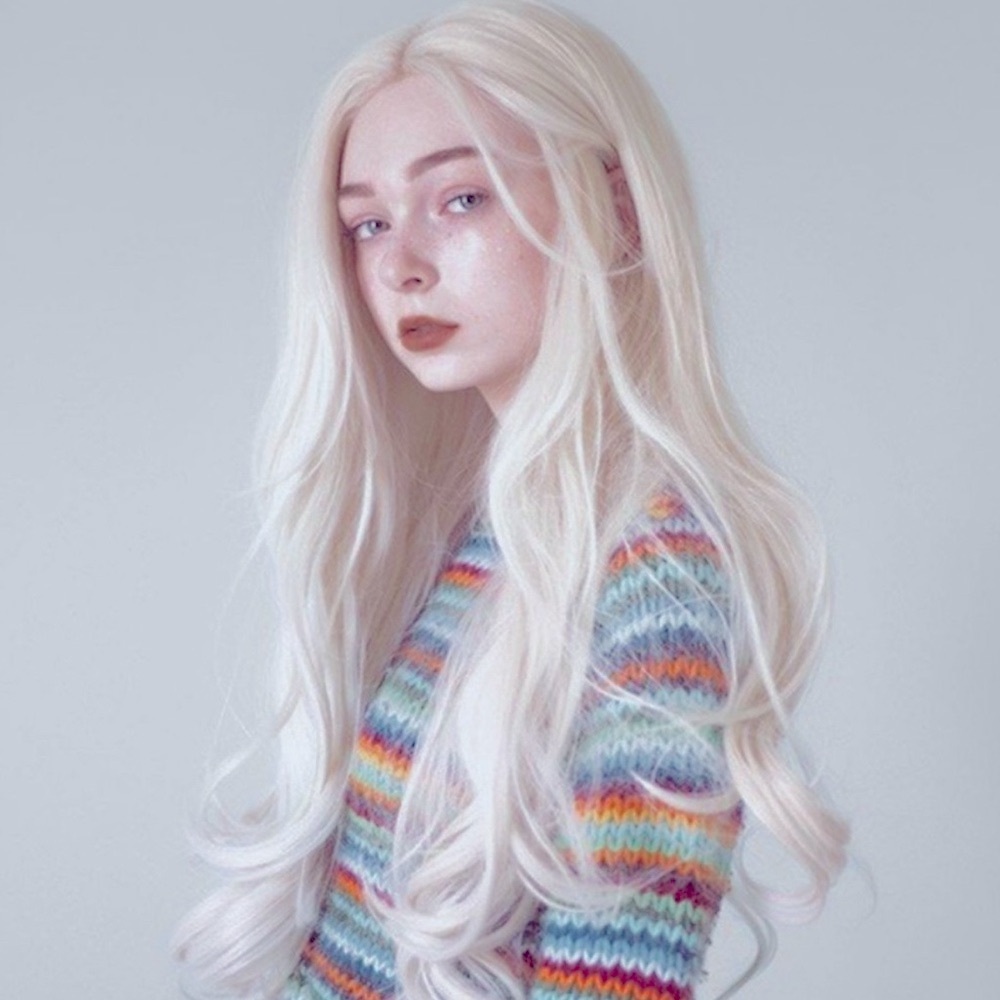 22” WHITE BLONDE BODY WAVY Lace  FRONT  Wig NEW